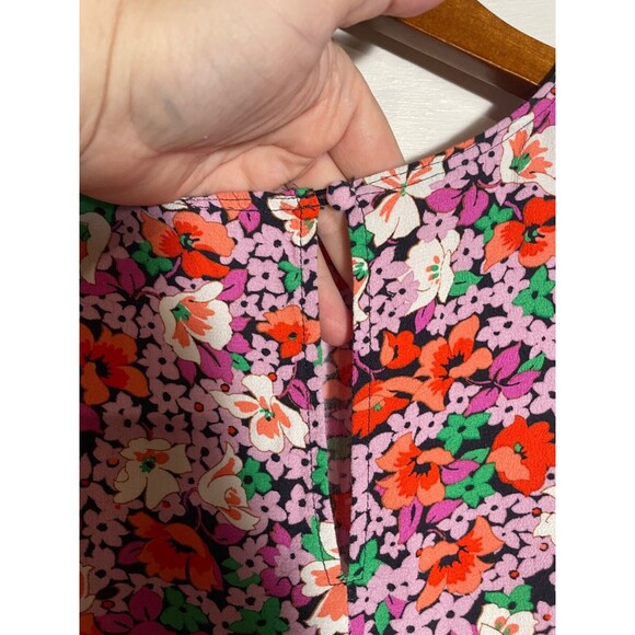 Ann Taylor Floral Dress Short Sleeve Drop Waist Flowy Romantic Oversized Size M - Picture 13 of 13